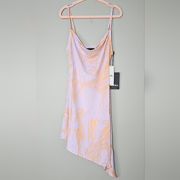 Miaou UO Exclusive Helga Dragon Mesh Asymmetrical Mini Dress, Purple Multi - Picture 8 of 12